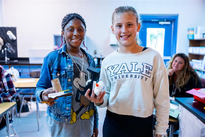 Students build penguin nests during an experiment